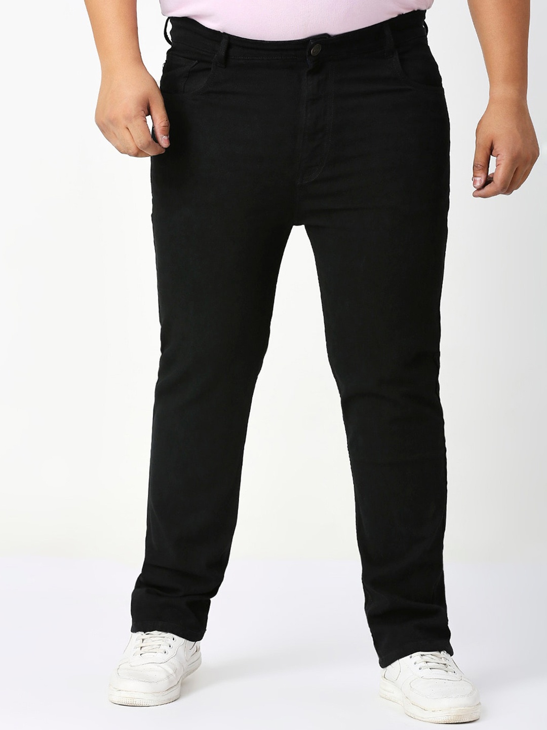 

ZUSH Men Plus Size Comfort Stretchable Mid-Rise Jeans, Black