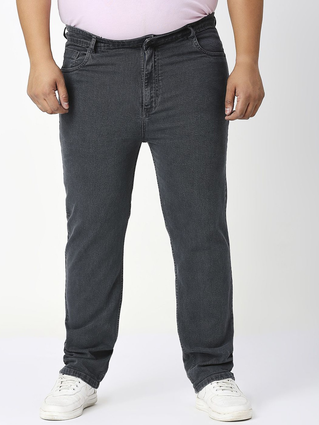 

ZUSH Men Plus Size Comfort Stretchable Mid-Rise Jeans, Grey