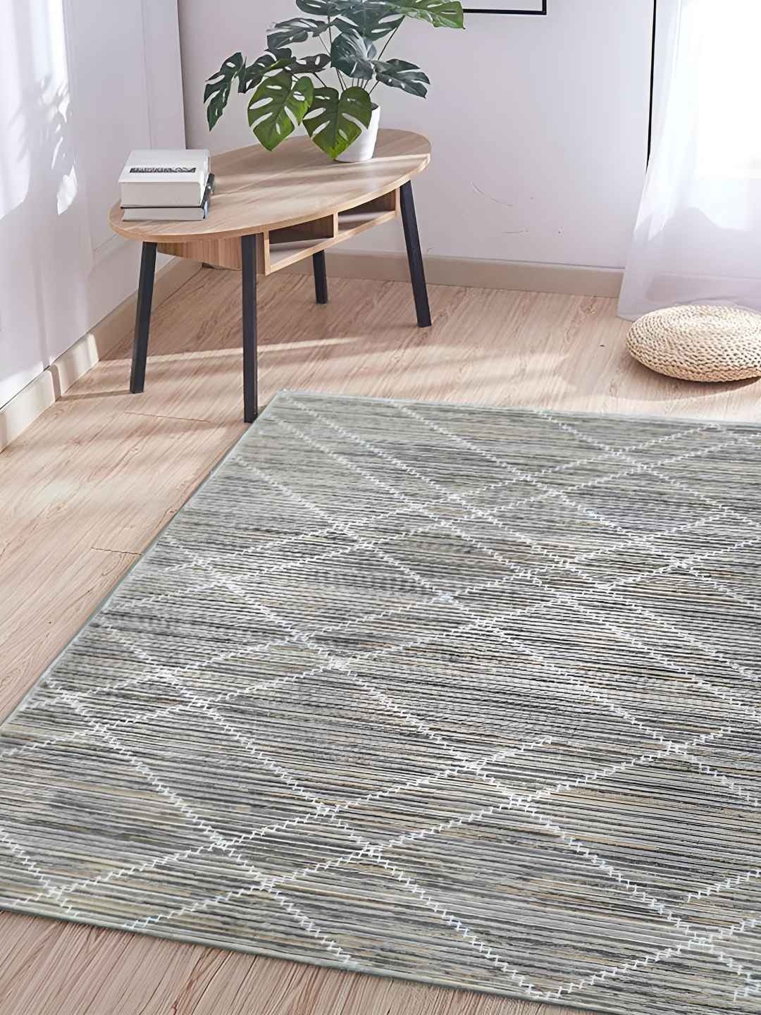 

Sapana Carpet-Mats Rio Grey & Beige Geometric Printed Anti Skid Rectangle Contemporary Carpet