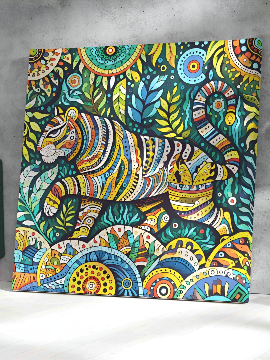 

Aura Green & Orange Canvas Birds and Animals Wall Painting