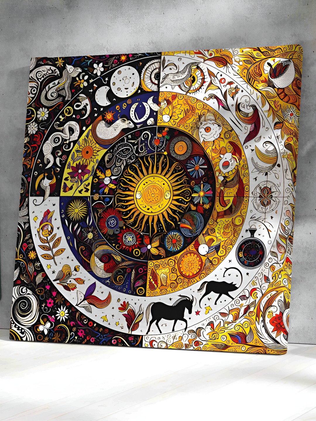 

Aura White & Black Canvas Wall Painting