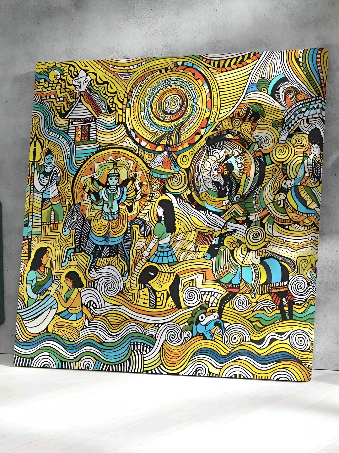 

Aura Yellow & White Canvas Wall Painting