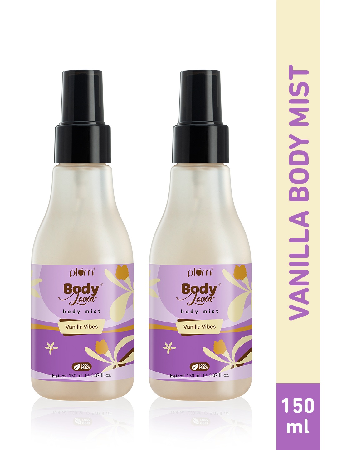 

Plum Women 2Pcs BodyLovin Vanilla Vibes Warm Vanilla Fragrance Body Mist - 150ml each, Purple