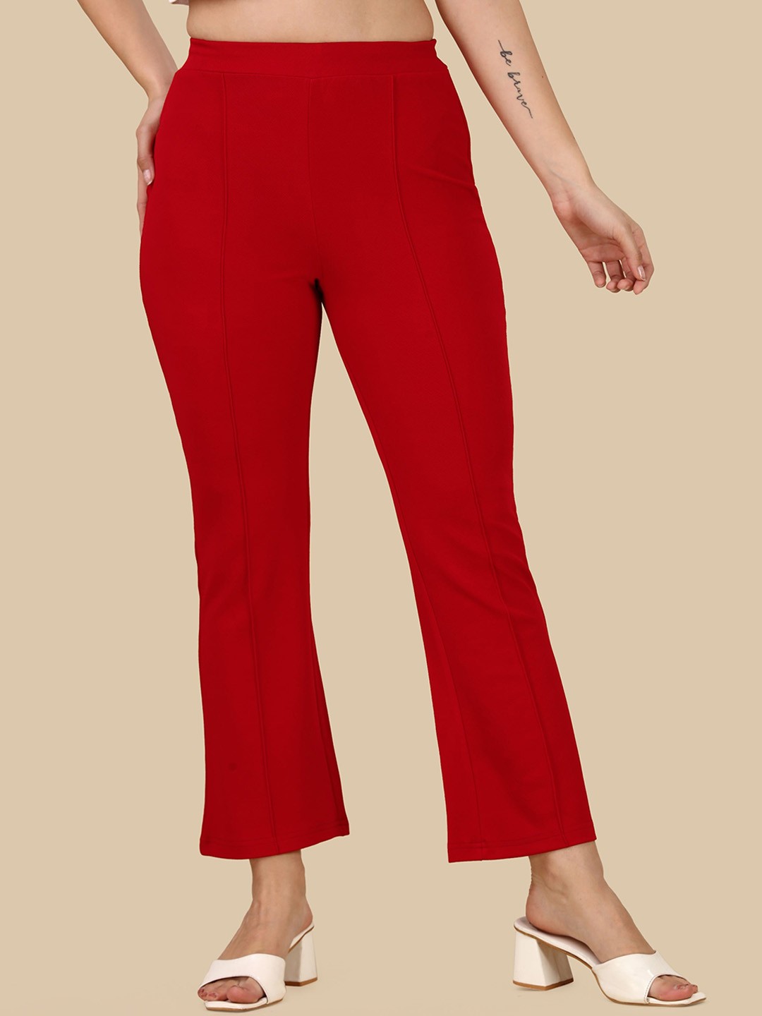 

KALINI Women Relaxed Mid-Rise Trouser, Red