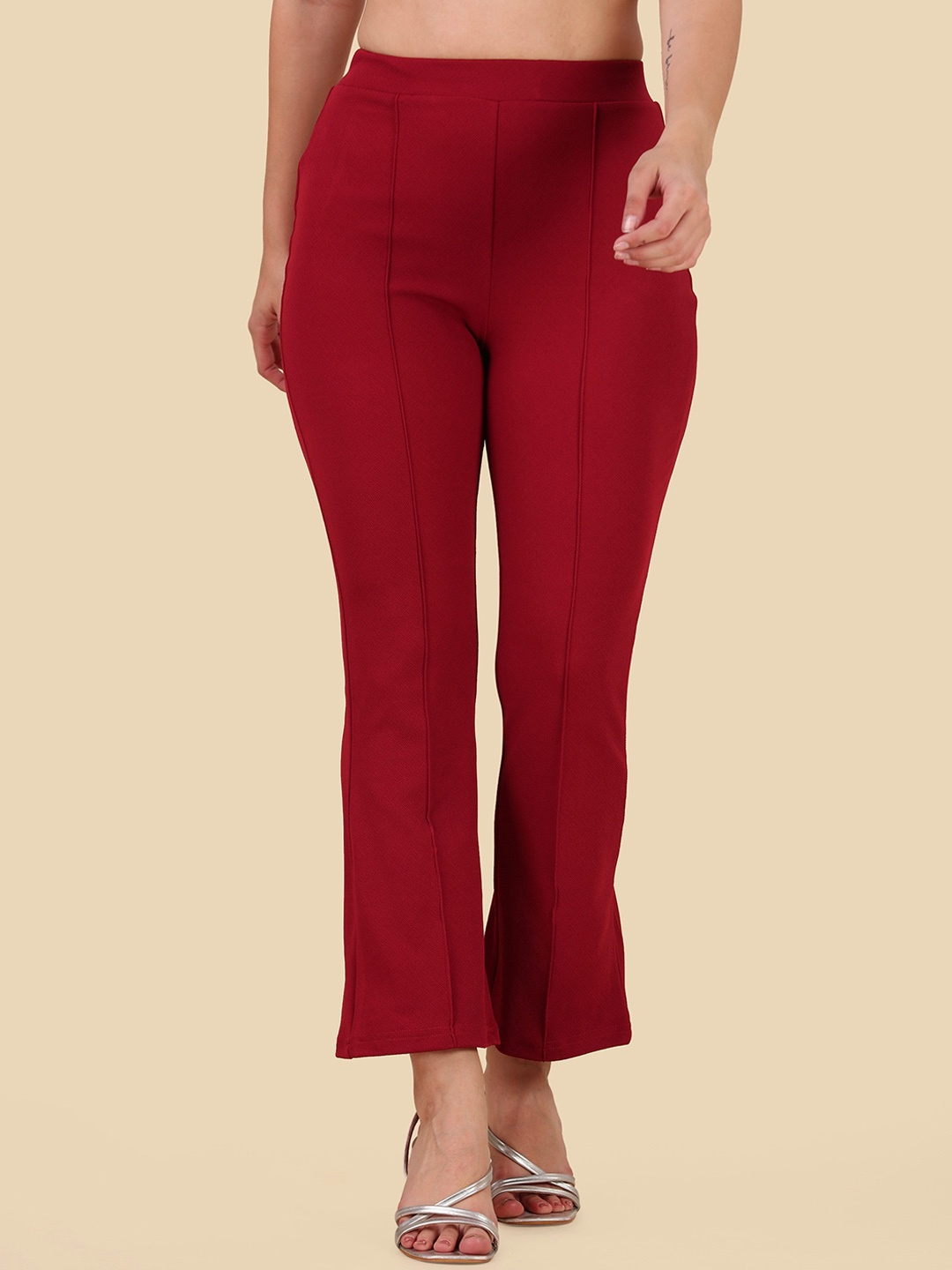 

KALINI Women Relaxed Mid-Rise Trouser, Maroon