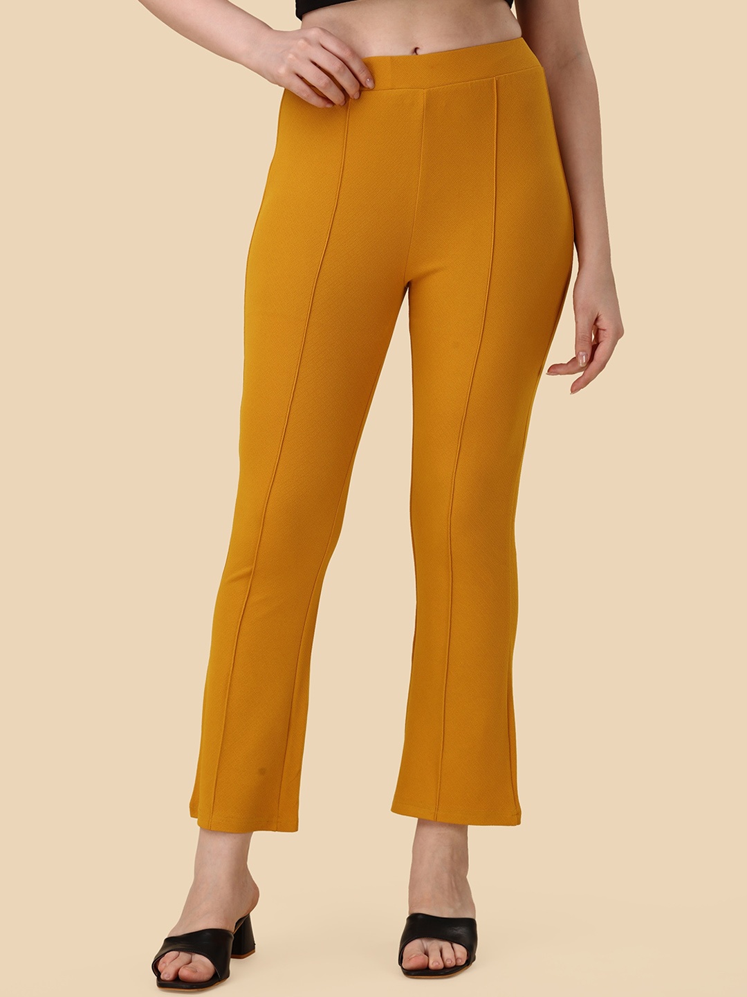 

KALINI Women Relaxed Mid-Rise Bootcut Trouser, Yellow