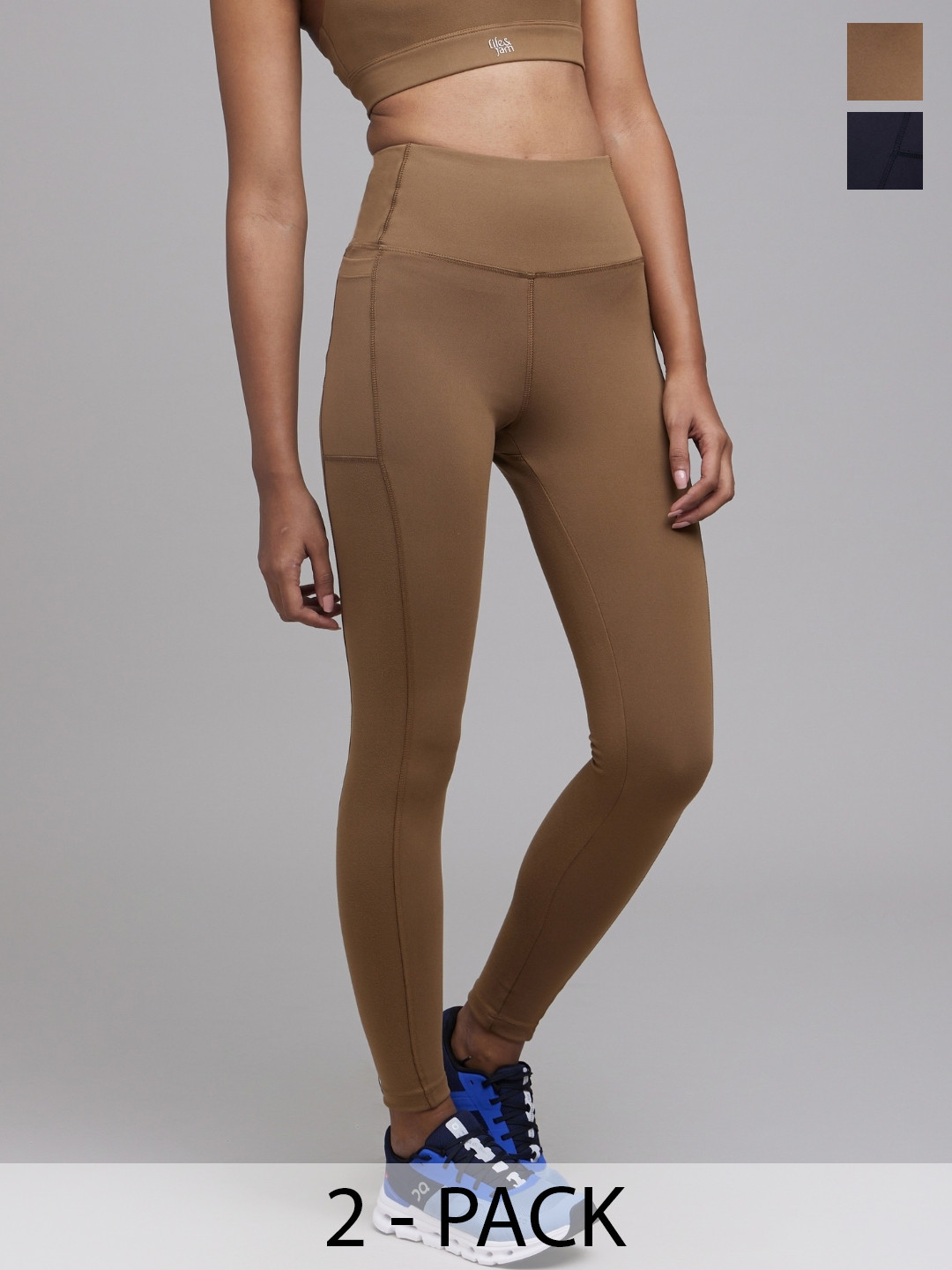 

LIFE & JAM Women Pack Of 2 Mid-Waisted Tights, Navy blue