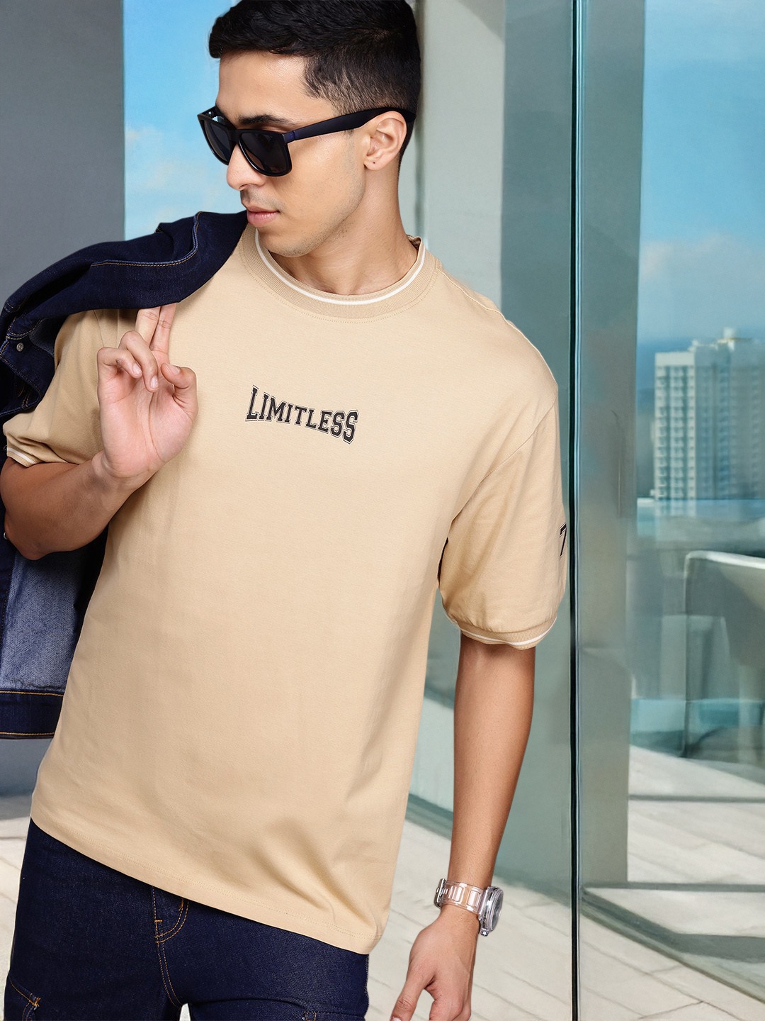 

The Roadster Lifestyle Co. Pure Cotton Relaxed T-shirt, Beige