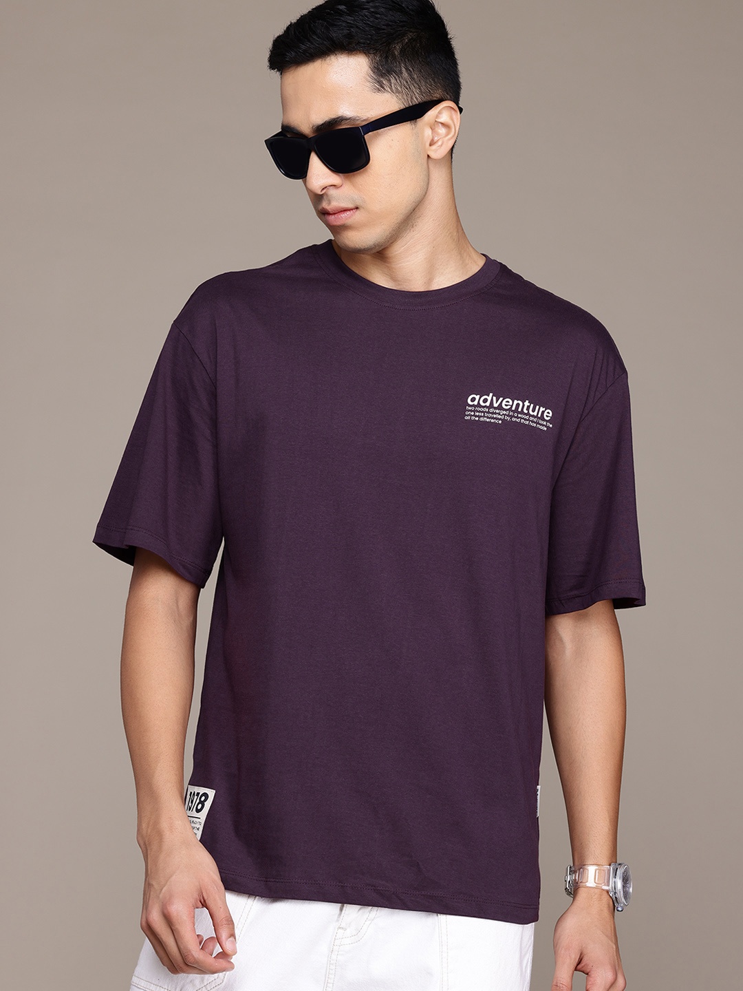 

The Roadster Lifestyle Co. Pure Cotton Relaxed T-shirt, Purple