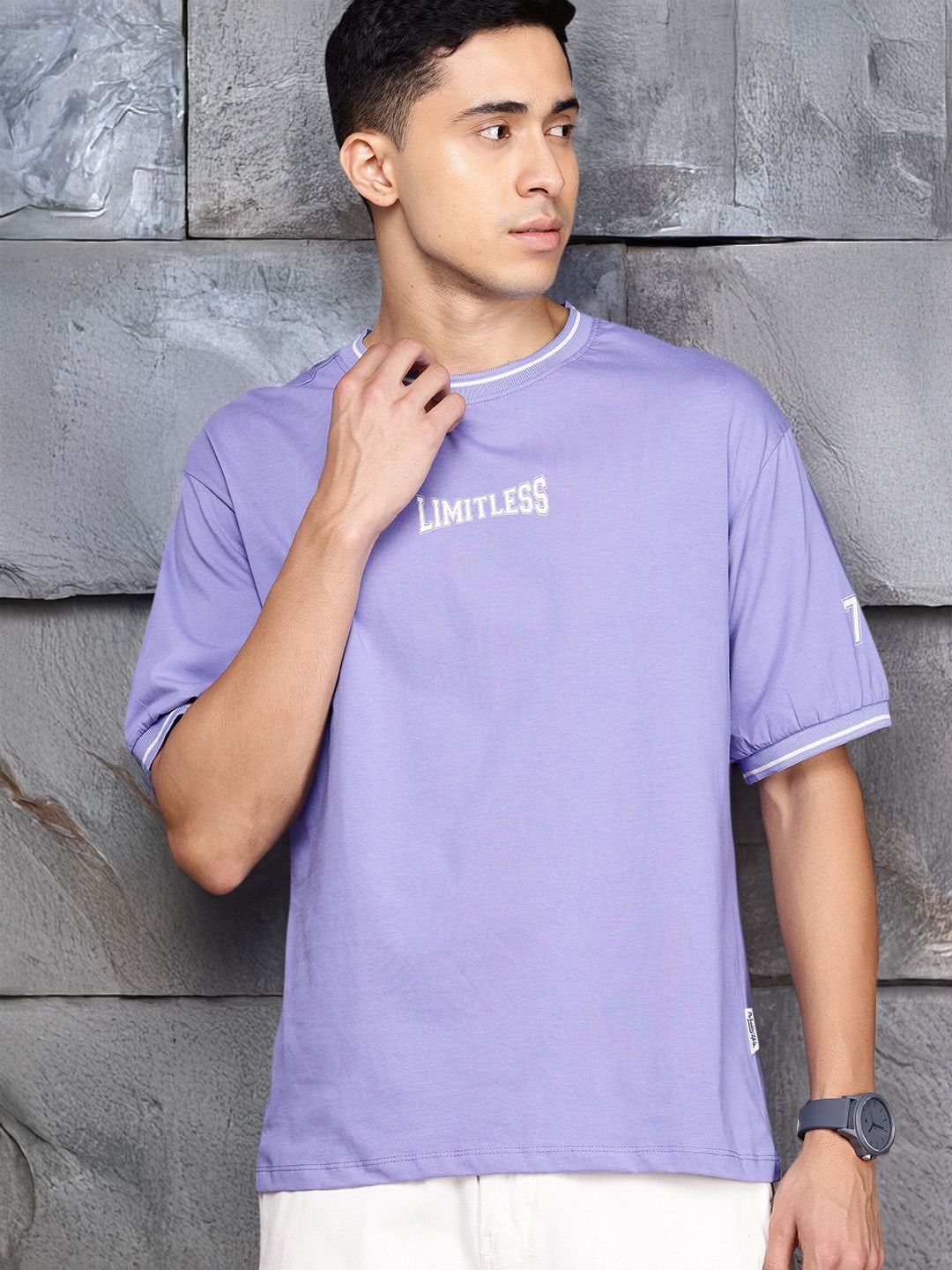 

The Roadster Lifestyle Co. Pure Cotton Relaxed T-shirt, Purple