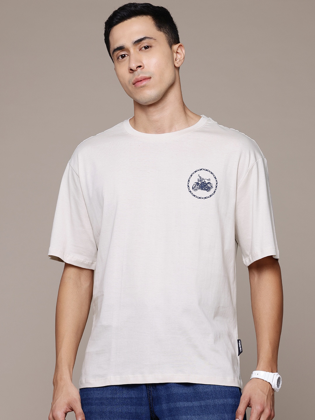 

The Roadster Lifestyle Co. Pure Cotton Relaxed Fit T-shirt, Off white