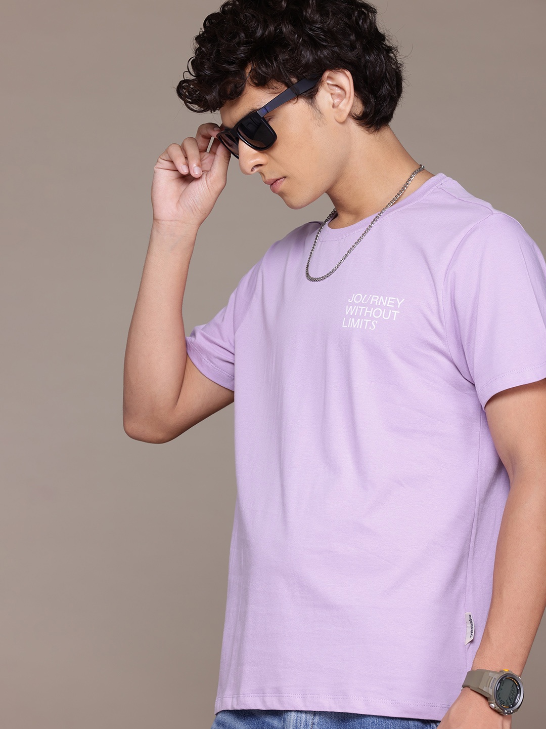 

The Roadster Lifestyle Co. Men Pure Cotton T-shirt, Lavender