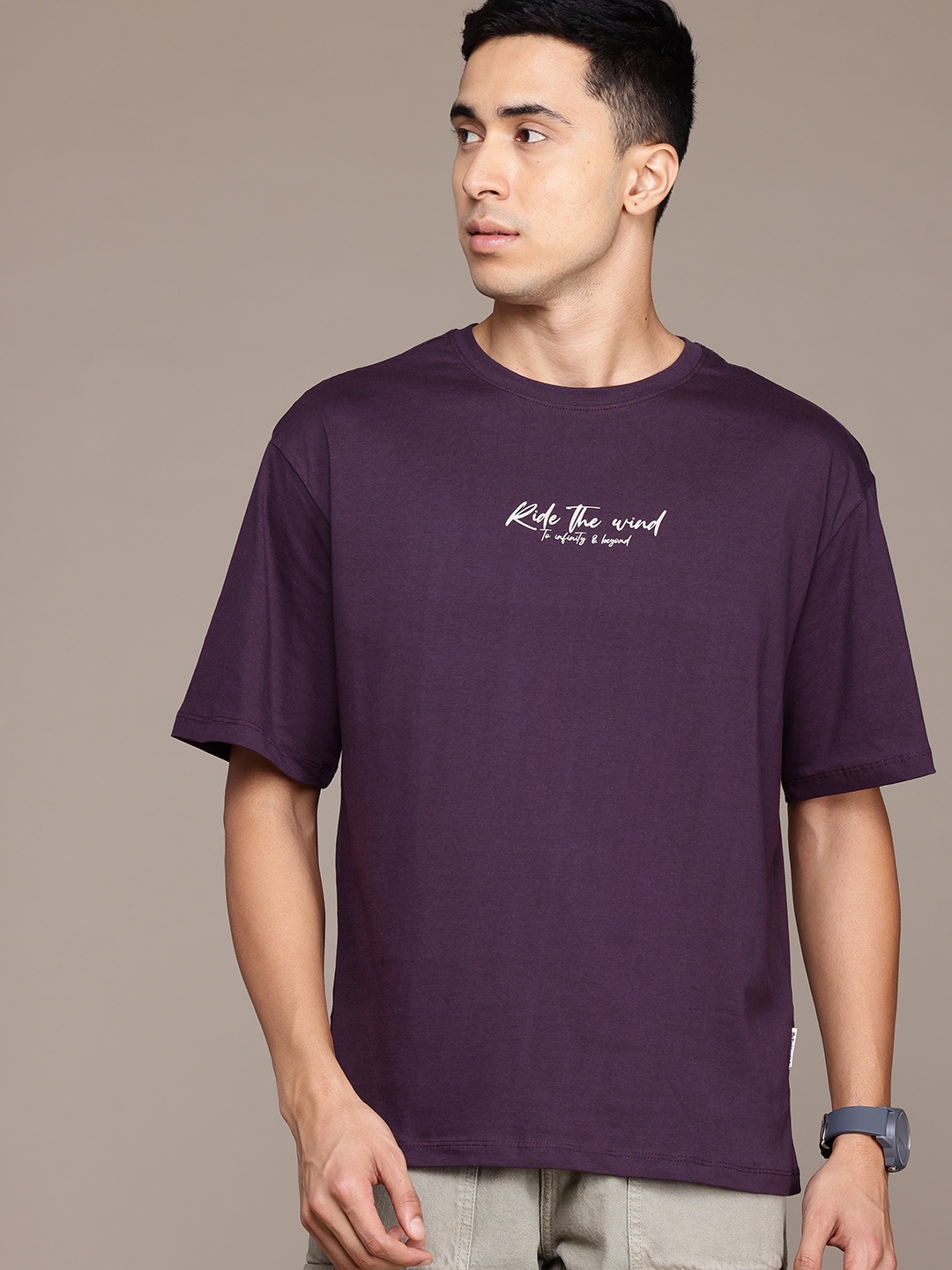 

The Roadster Lifestyle Co. Pure Cotton Relaxed T-shirt, Purple