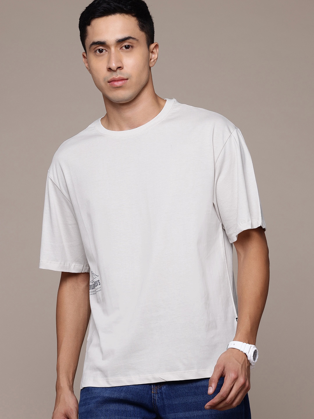 

The Roadster Lifestyle Co. Pure Cotton Relaxed Fit T-shirt, Off white