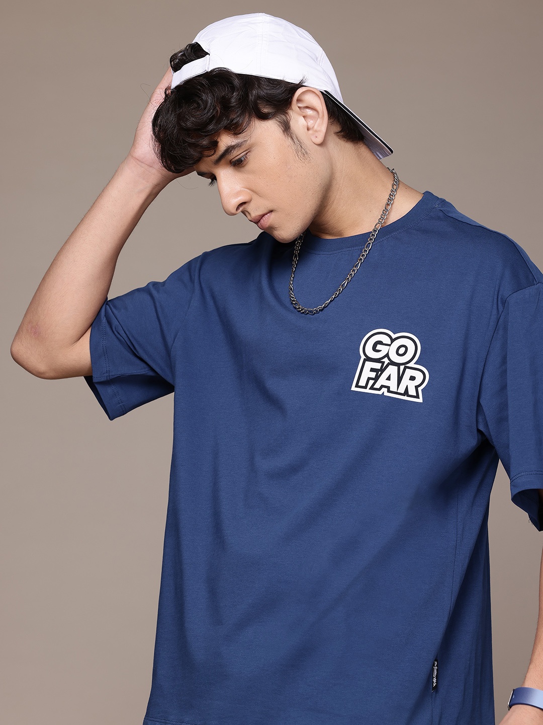 

The Roadster Lifestyle Co. Relaxed Fit Pure Cotton T-shirt, Navy blue
