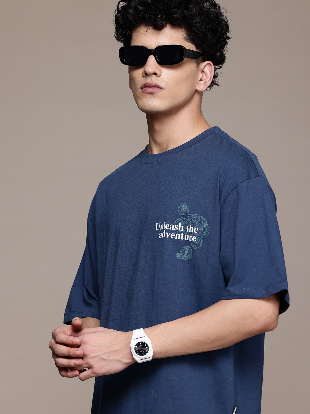 

The Roadster Lifestyle Co. Pure Cotton Relaxed Fit T-shirt, Navy blue