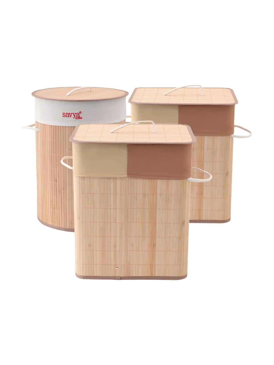 

Savya Home 3-Pcs Beige Foldable Laundry Baskets