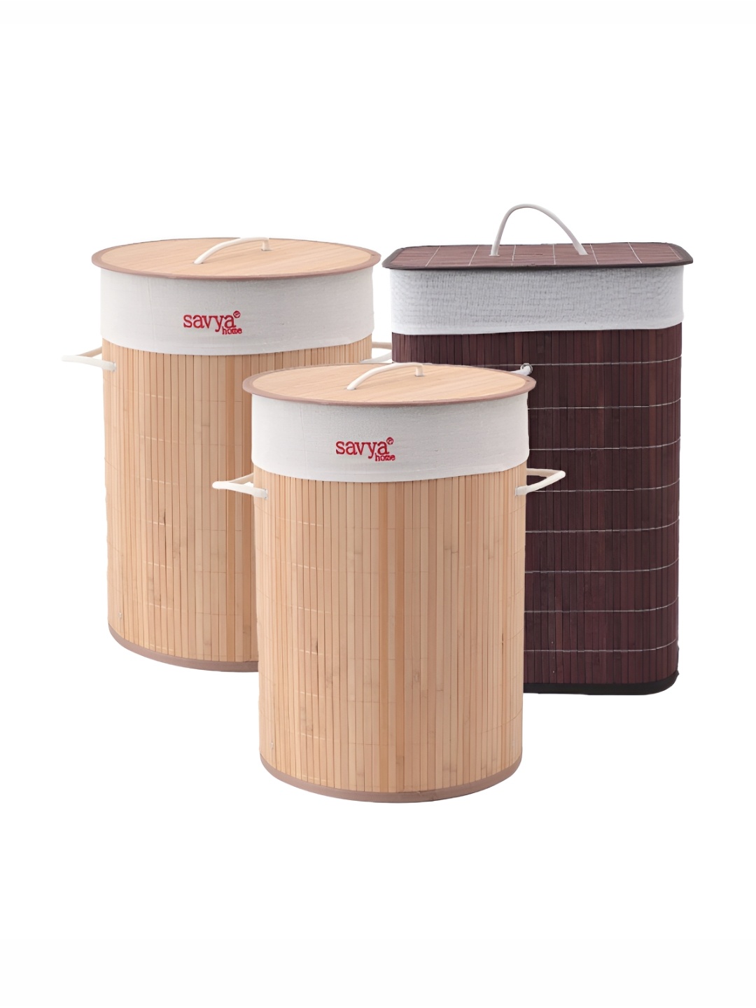 

Savya Home 3Pcs Beige & Brown Foldable Laundry Bags