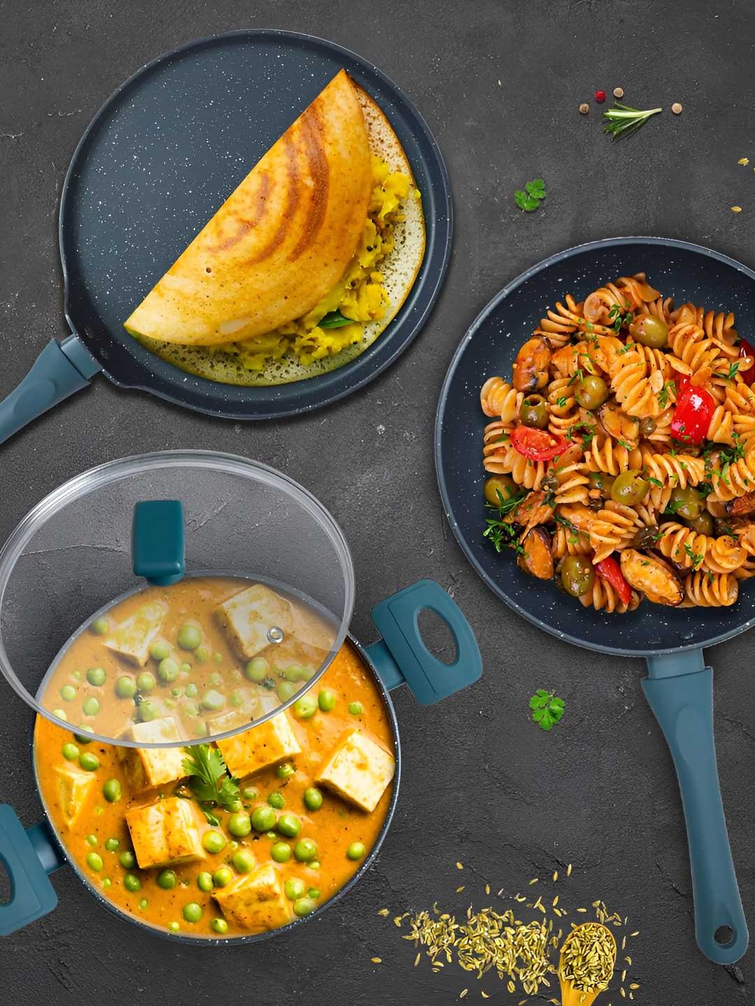 

Solara 3-Piece Non Stick Granite Cookware Set, Green