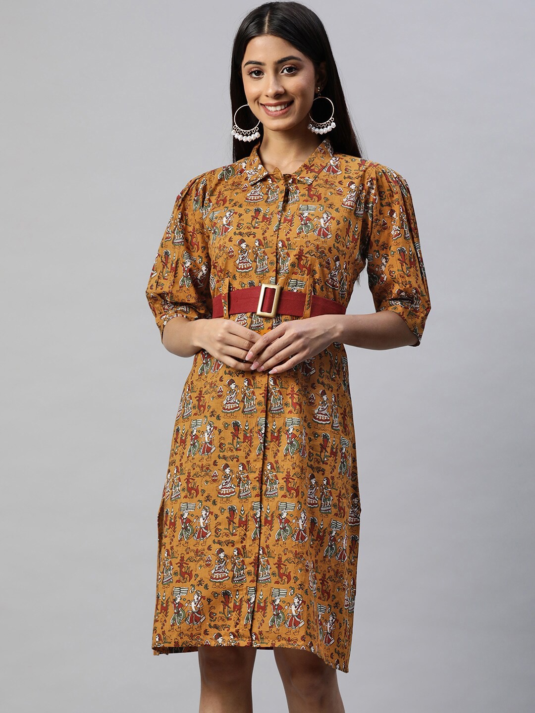 

KALINI Floral Print Shirt Dress, Yellow