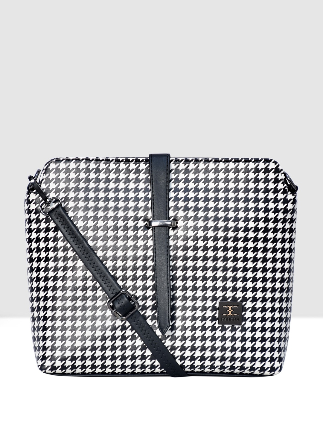 

ESBEDA Checked Structured Sling Bag, Black
