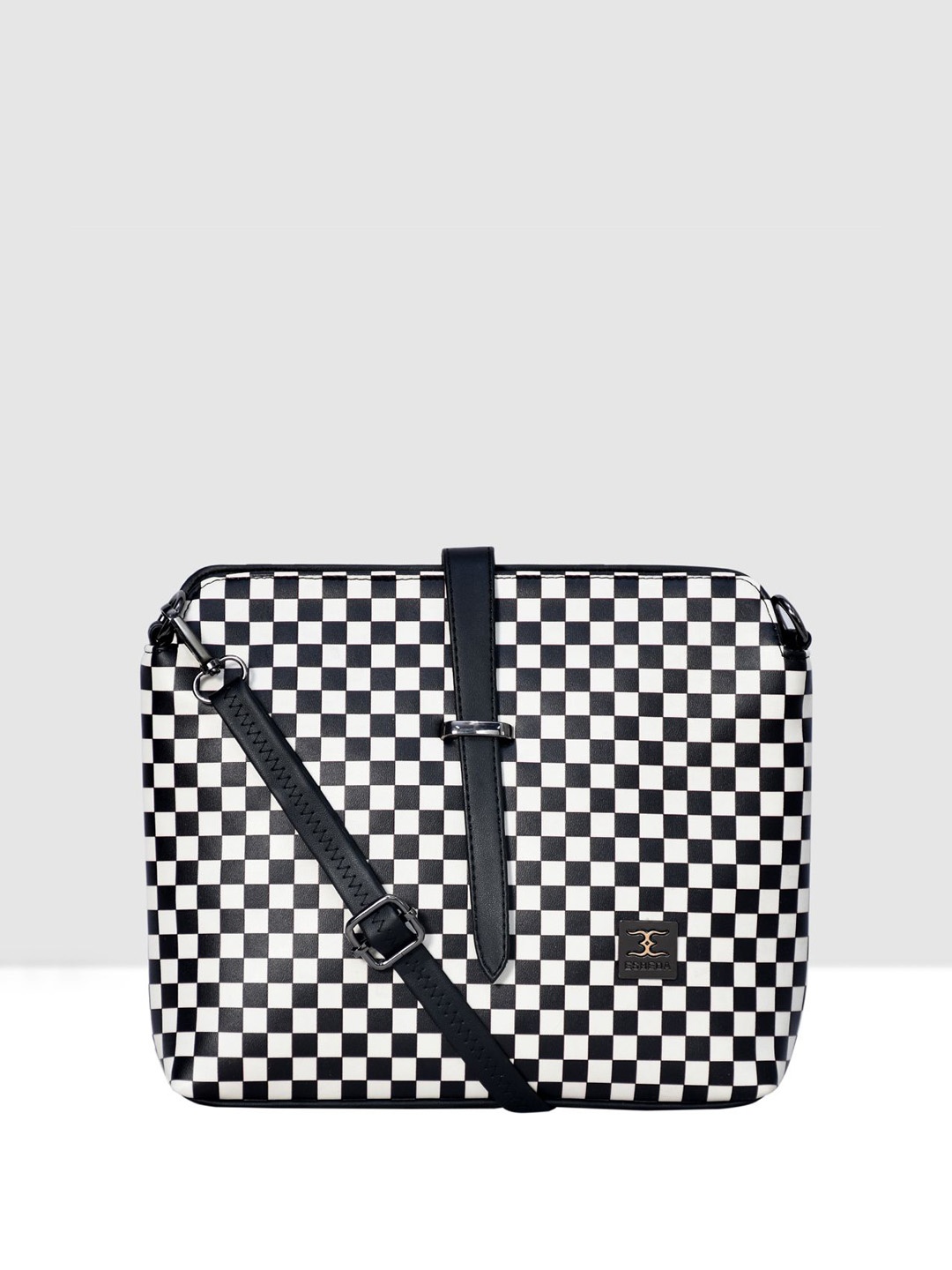 

ESBEDA Checked Bucket Sling Bag, Black