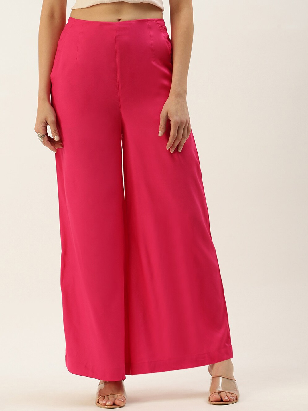 

De Moza Women Flared Regular Palazzo, Fuchsia