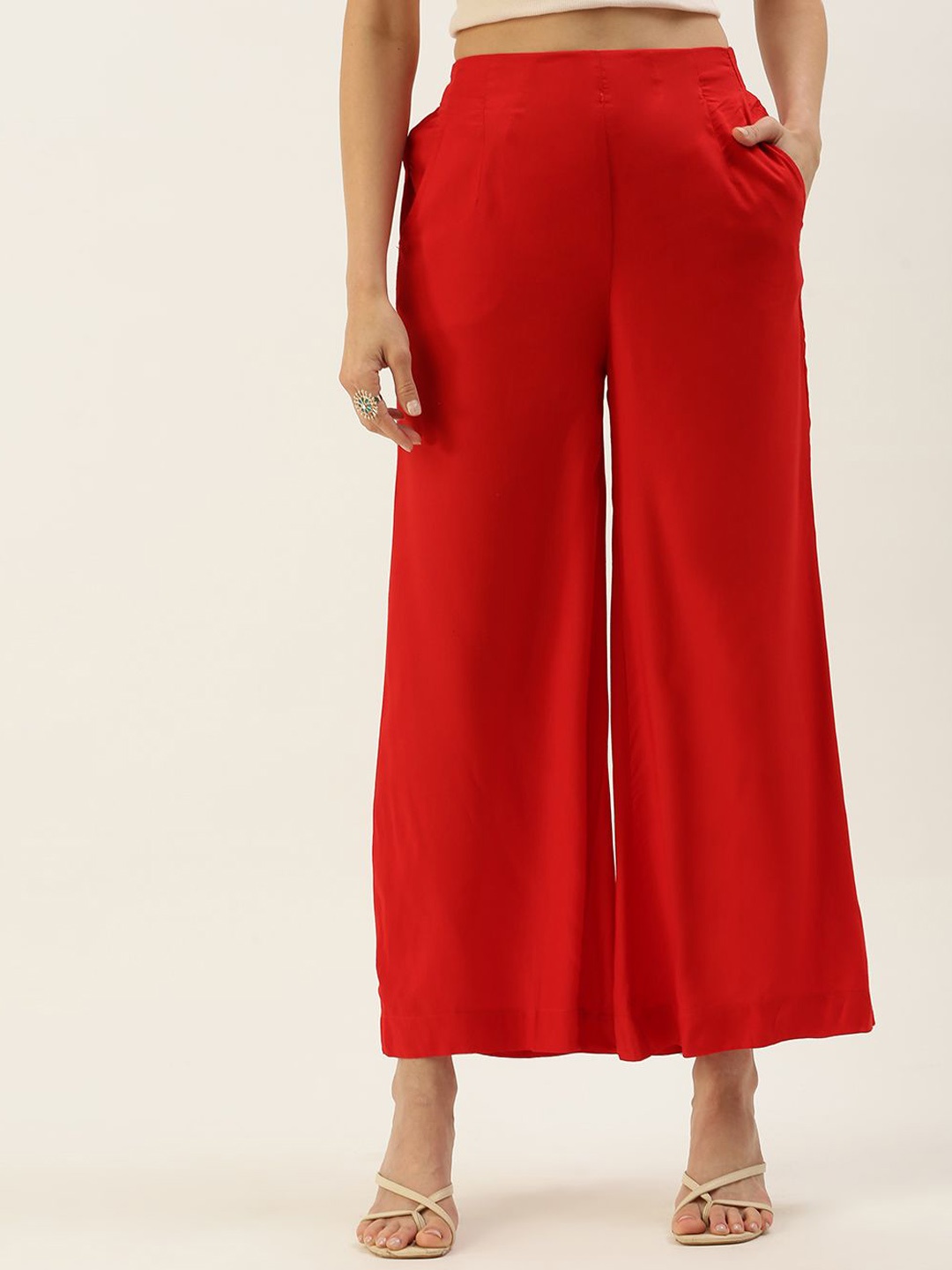 

De Moza Women Loose Fit Parallel Trouser, Red