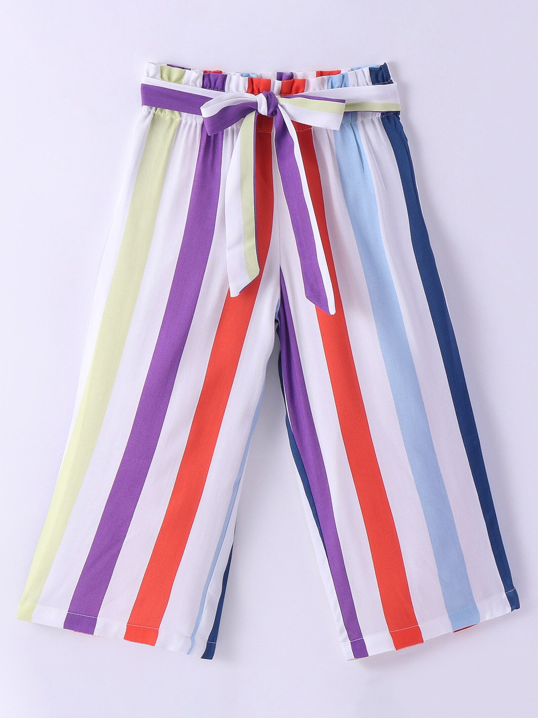 

CrayonFlakes Girls Striped Straight Palazzos, Off white