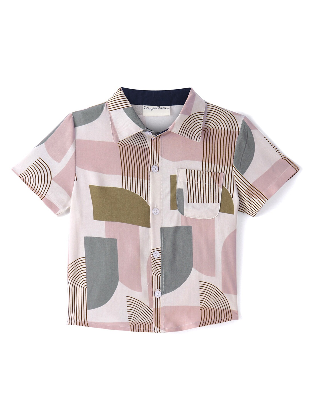 

CrayonFlakes Boys Abstract Printed Casual Shirt, Off white