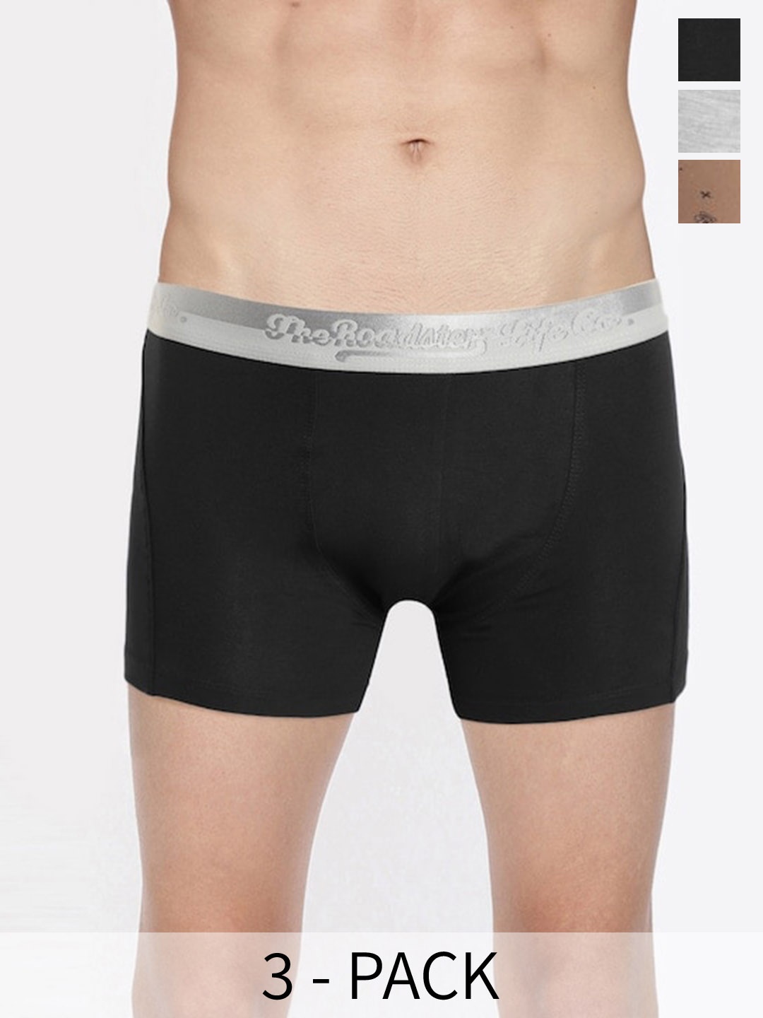 

Roadster Lifestyle Co Pack Of 3 Self-Designed Trunks RD-T-44-P3-BlkGYpr, Beige