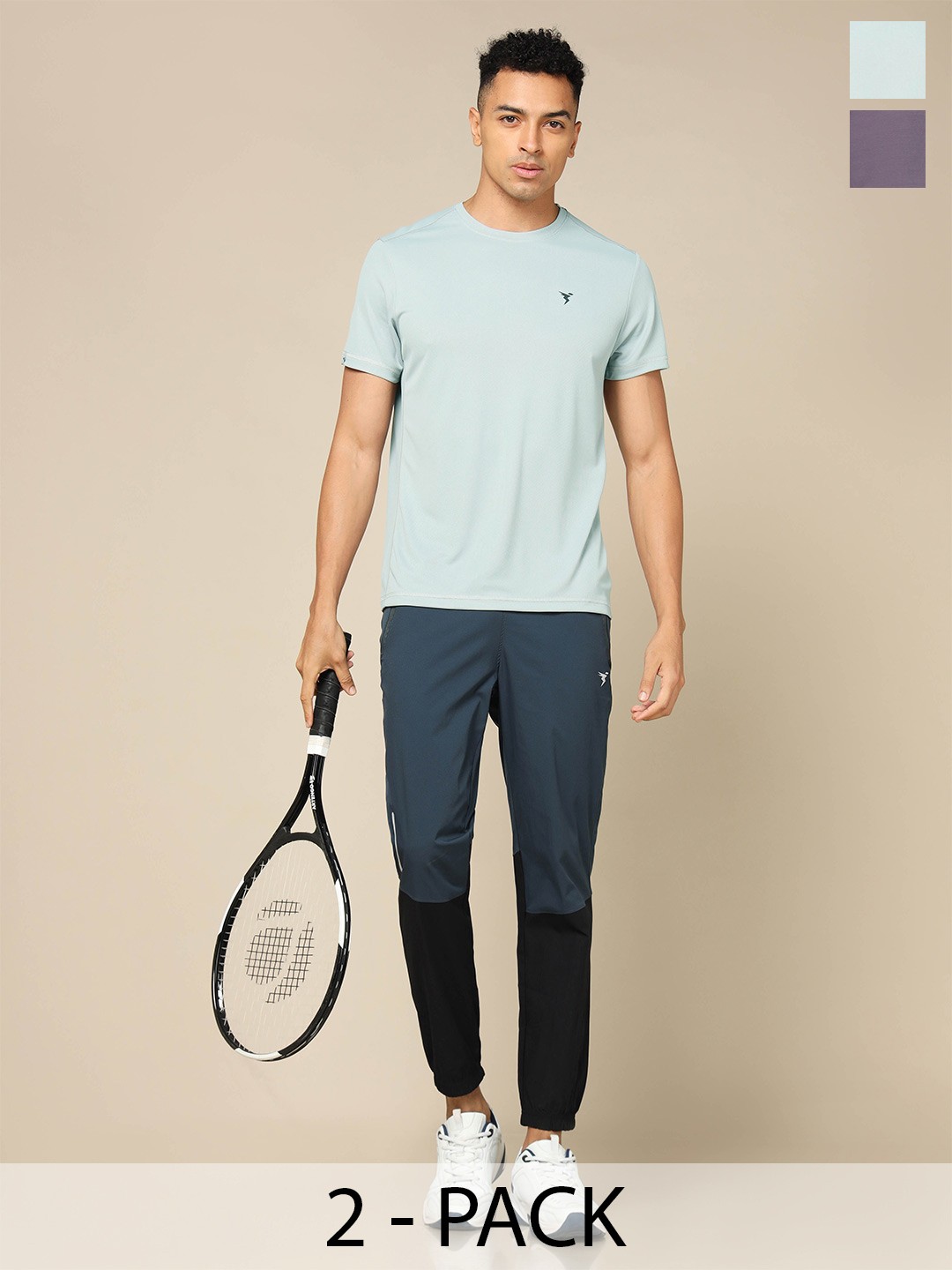 

Technosport Pack Of 2 Slim Fit Round Neck Moisture Wicking Tshirts, Grey
