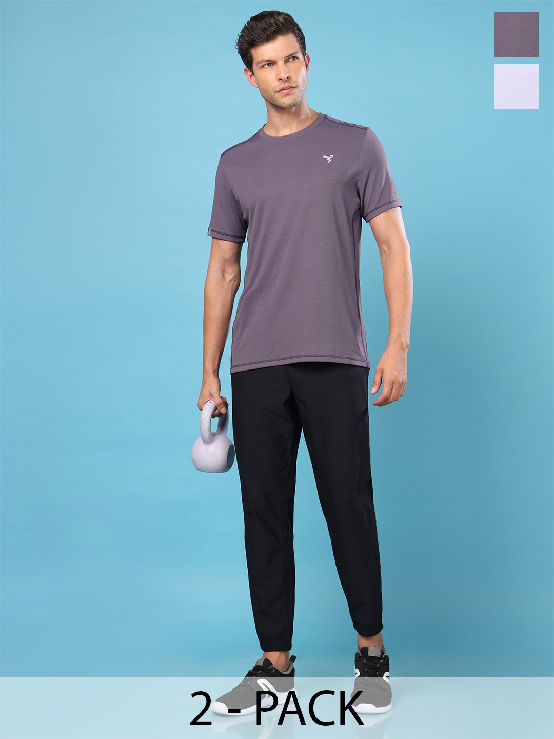 

Technosport Pack Of 2 Slim Fit Round Neck UPF50 Tshirts, Purple