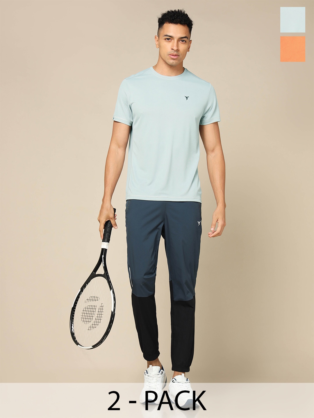 

Technosport Pack Of 2 Slim Fit Round Neck Moisture Wicking Tshirts, Grey