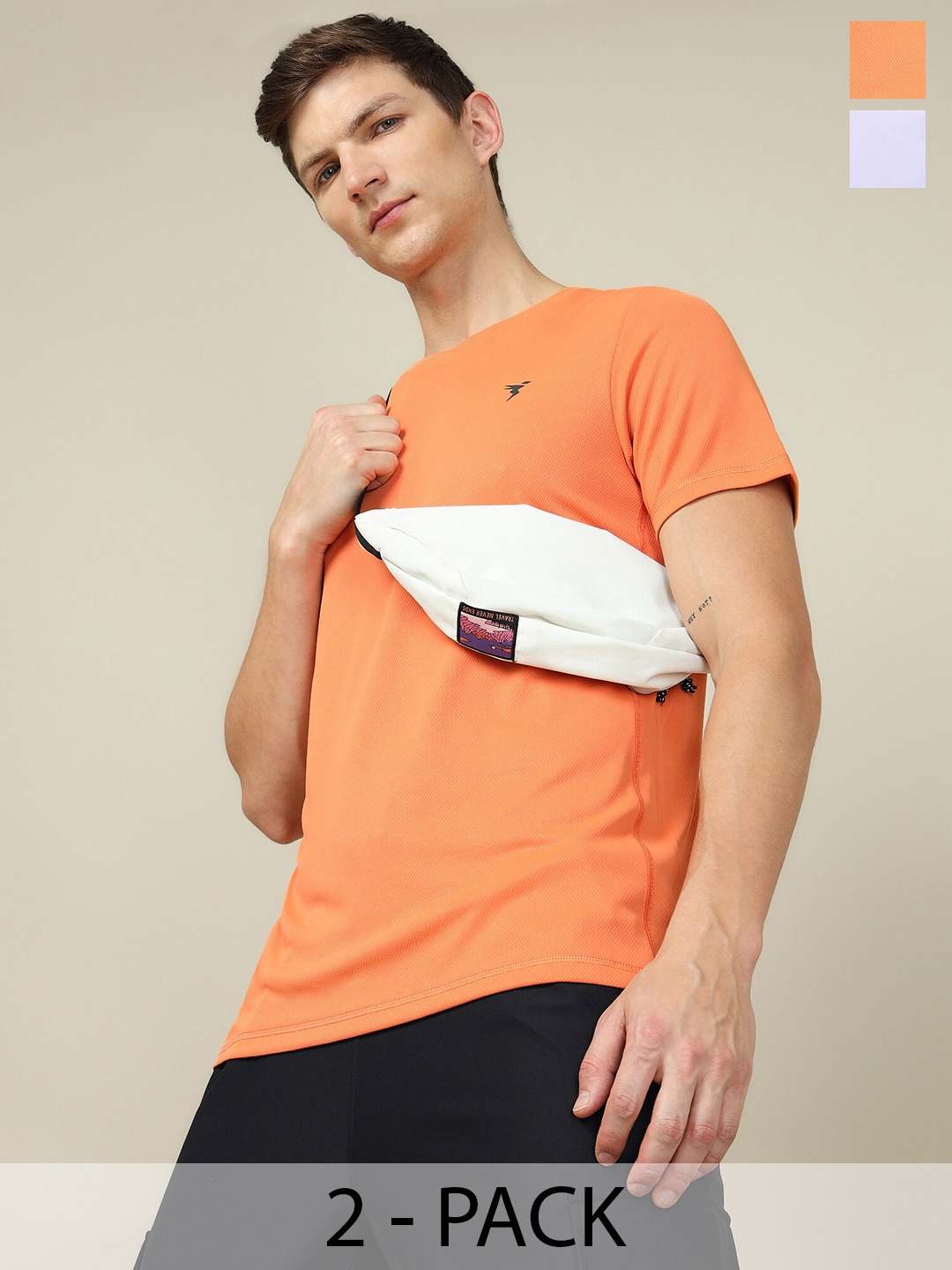 

Technosport Pack Of 2 Slim Fit Round Neck UPF50 Tshirts, Orange