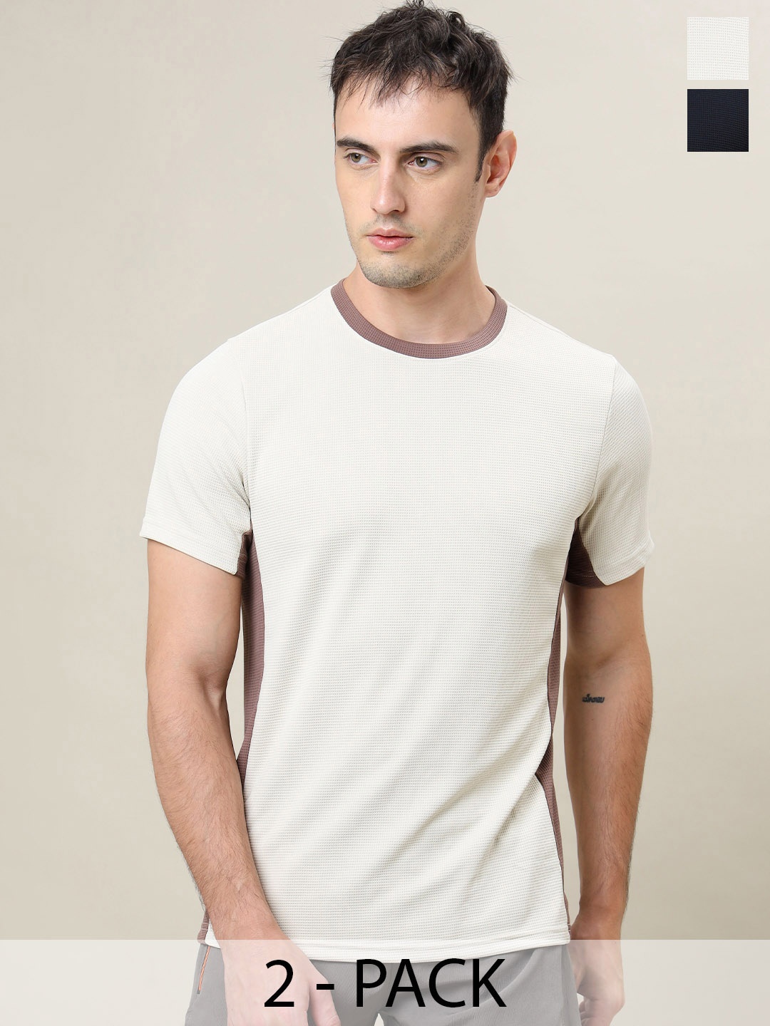 

Technosport Pack Of 2 Antimicrobial & Anti Odour Sports T-Shirts, Off white