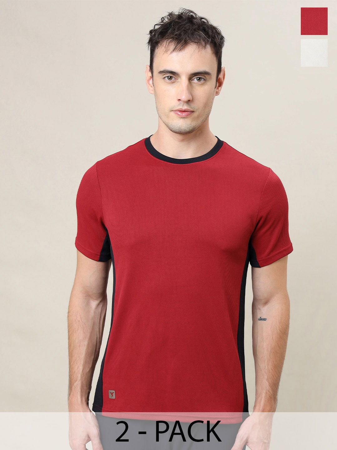

Technosport Pack Of 2 Antimicrobial & Anti Odour Sports T-Shirts, Red