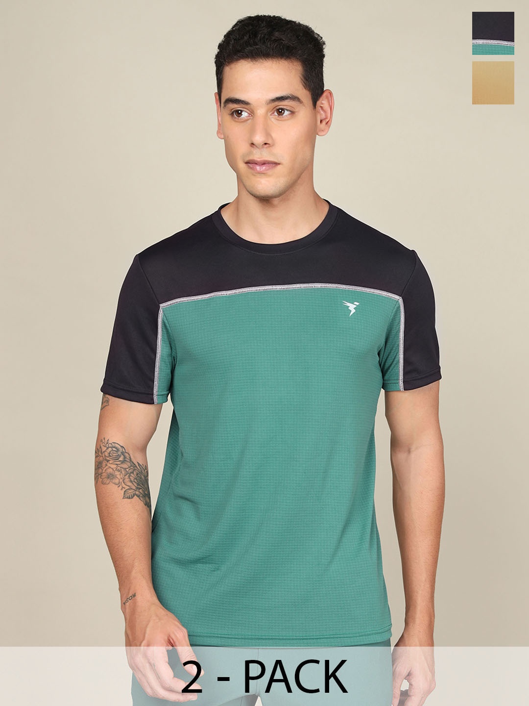 

Technosport Pack Of 2 Rapid Dry & Quick Moisture Sports T-Shirts, Green