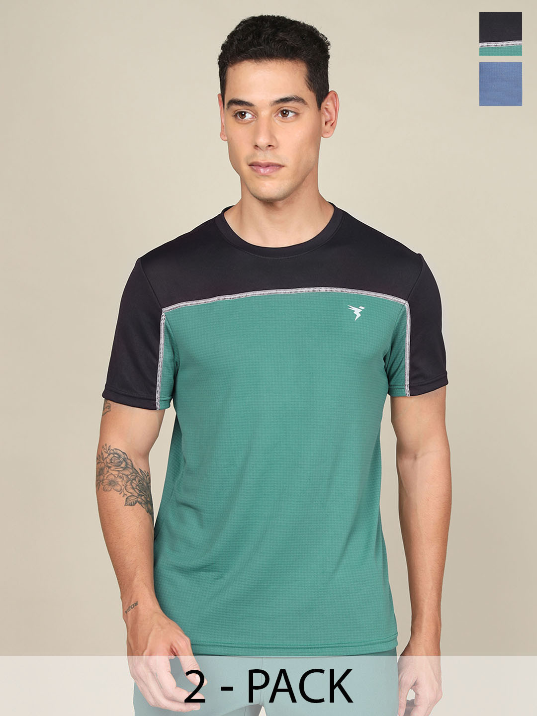 

Technosport Pack Of 2 Rapid Dry & Quick Moisture Sports T-Shirts, Green