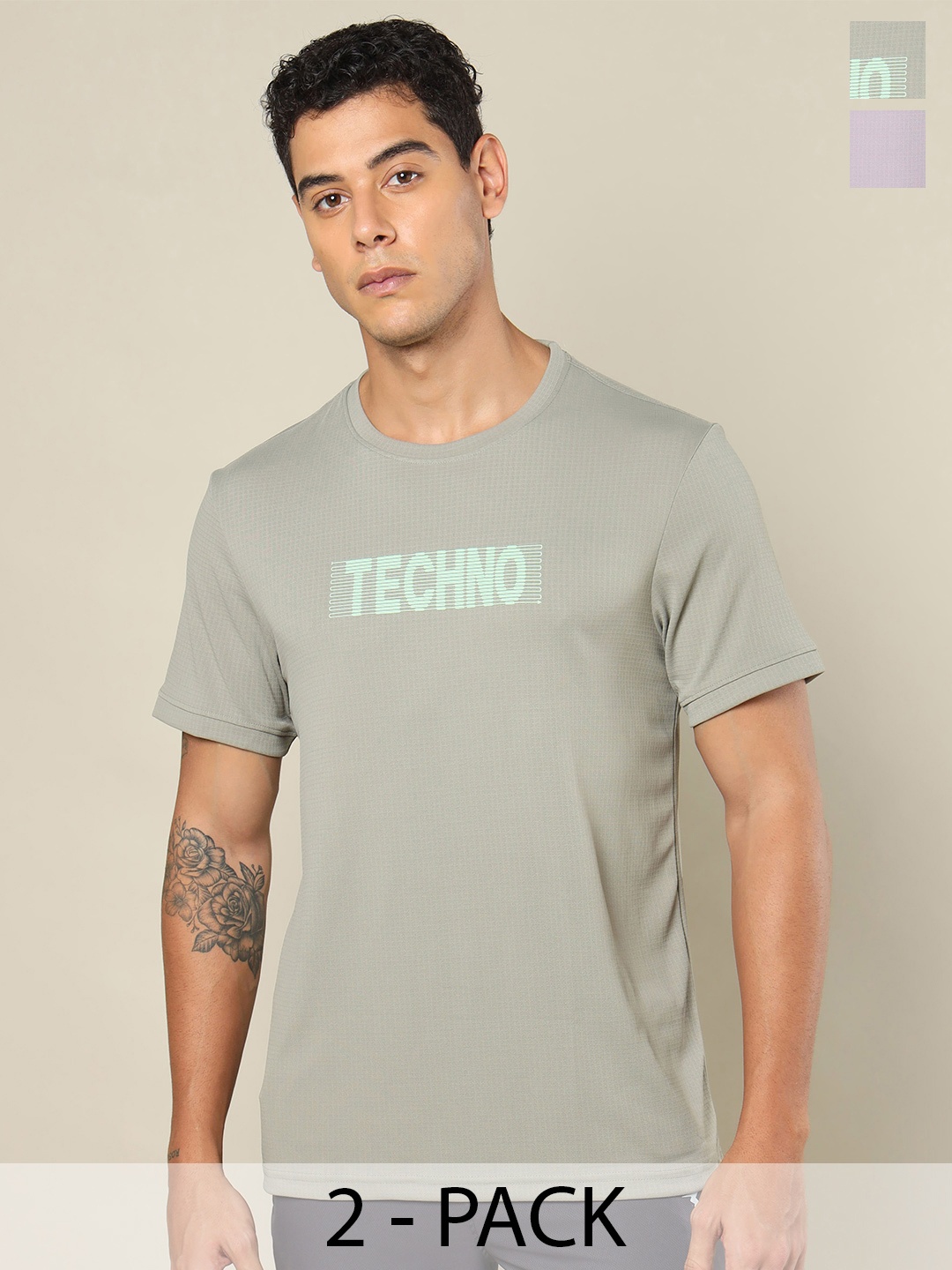 

Technosport Pack Of 2 Rapid-Dry Sports T-Shirts, Grey
