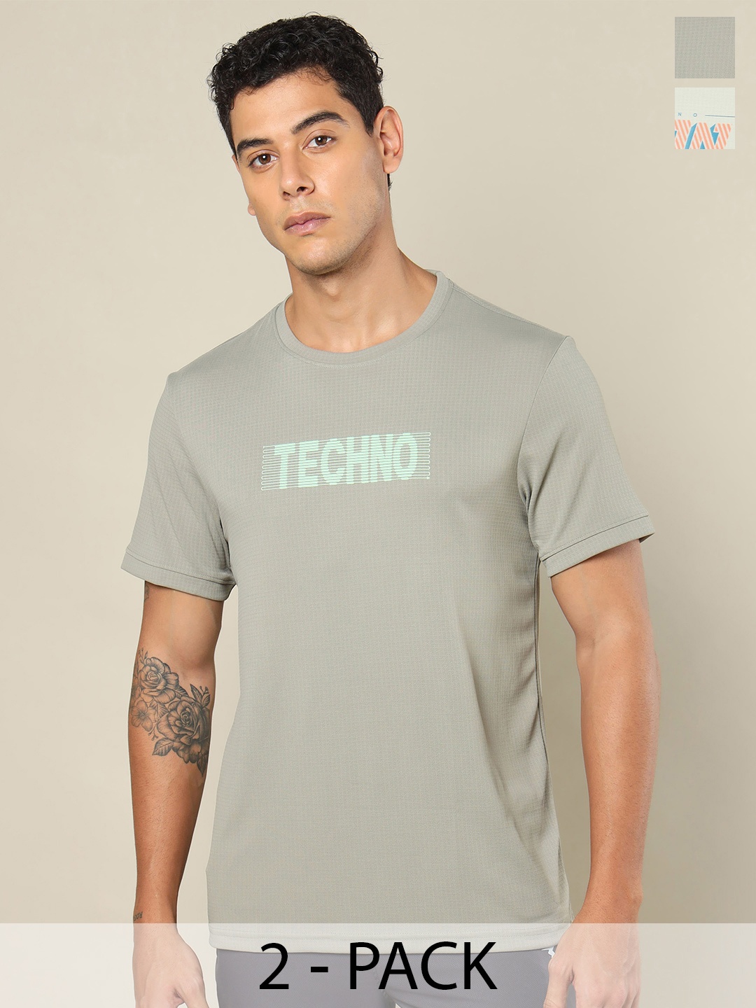 

Technosport Pack Of 2 Rapid-Dry Sports T-Shirts, Grey