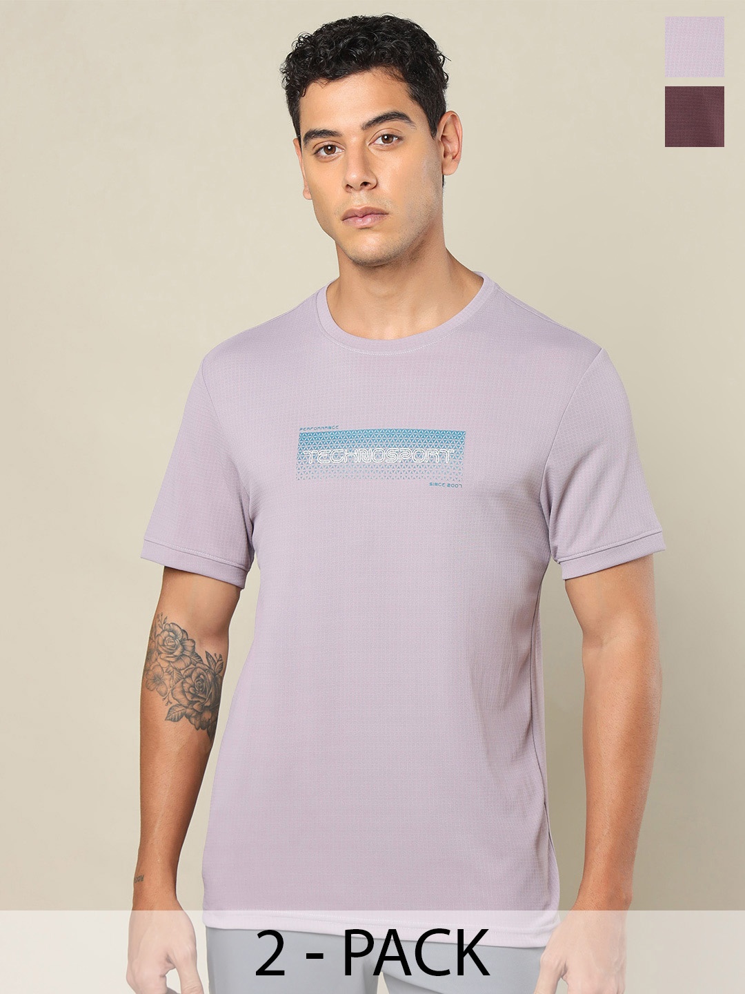 

Technosport Pack Of 2 Rapid-Dry Sports T-Shirts, Lavender