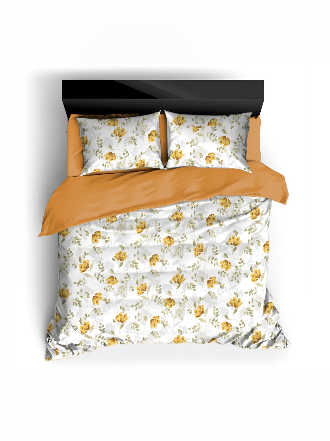 

Ariana Mustard & White Floral Cotton 300 TC King Bedsheet with 2 Pillow Covers