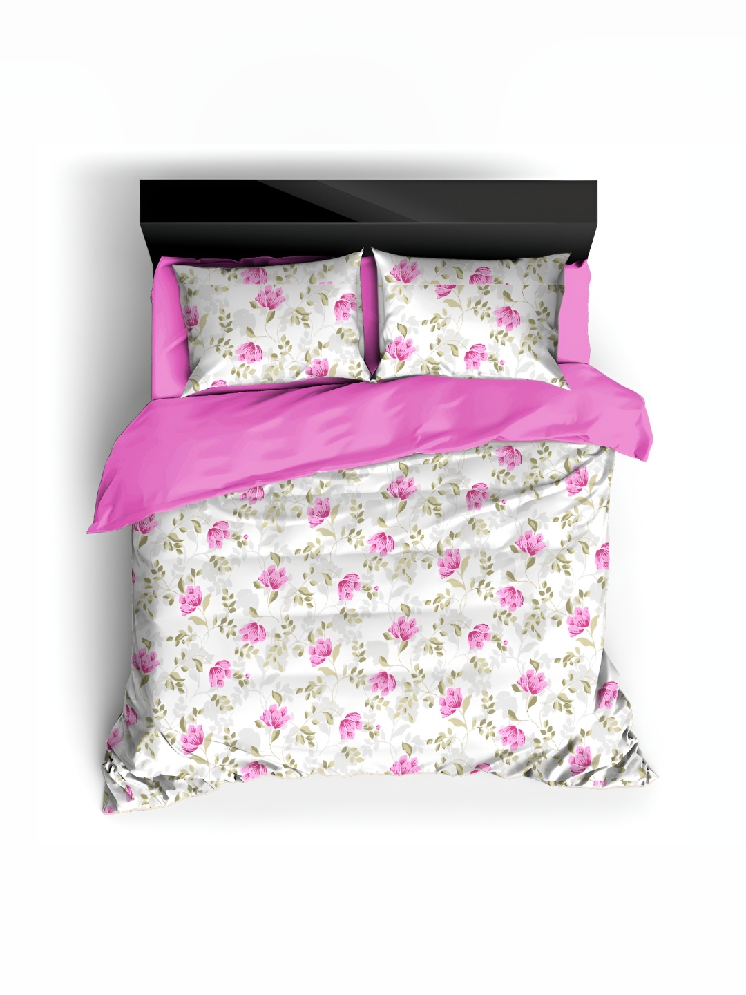 

Ariana Pink & White Floral Cotton 300 TC King Bedsheet with 2 Pillow Covers