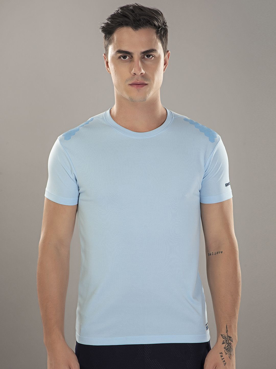 

SPORT SUN Round Neck Short Sleeves Dry Fit Sports T-shirt, Blue