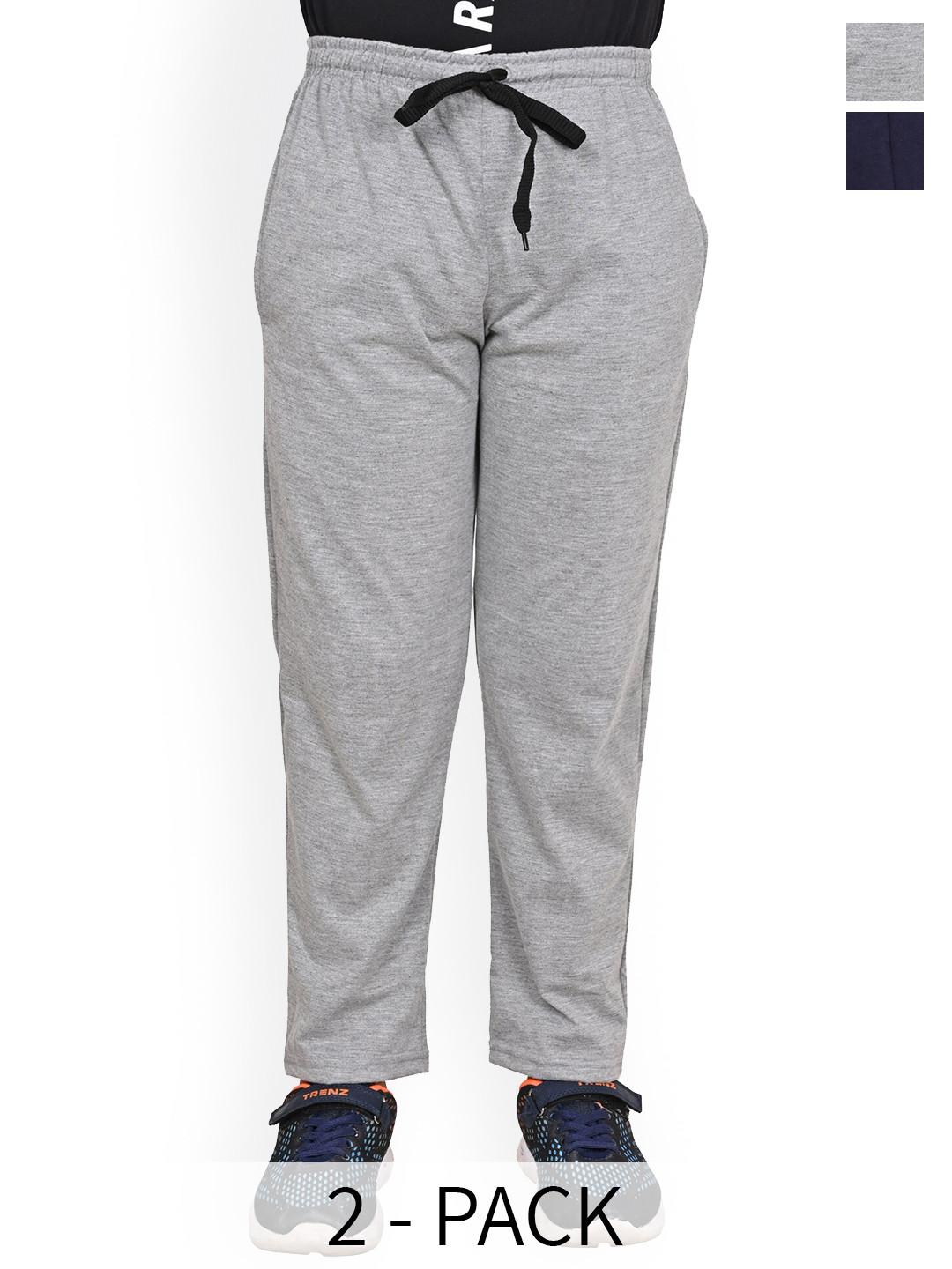 

BAESD Boys Pack Of 2 Mid-Rise Pure Cotton Track Pants, Navy blue