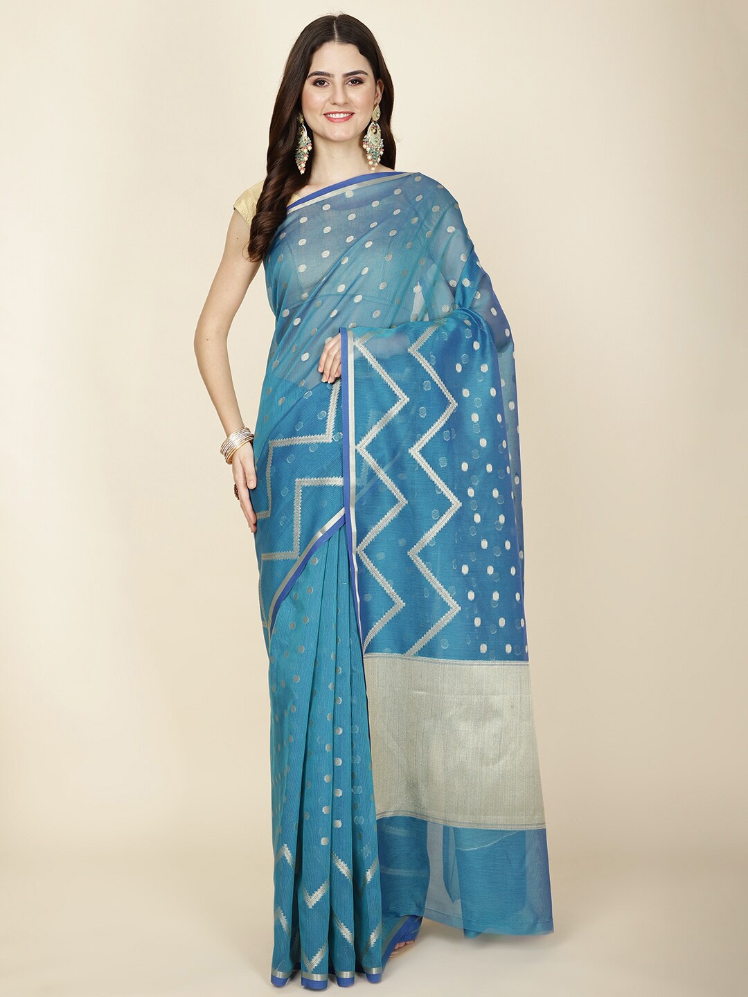 

Meena Bazaar Woven Design Saree, Blue