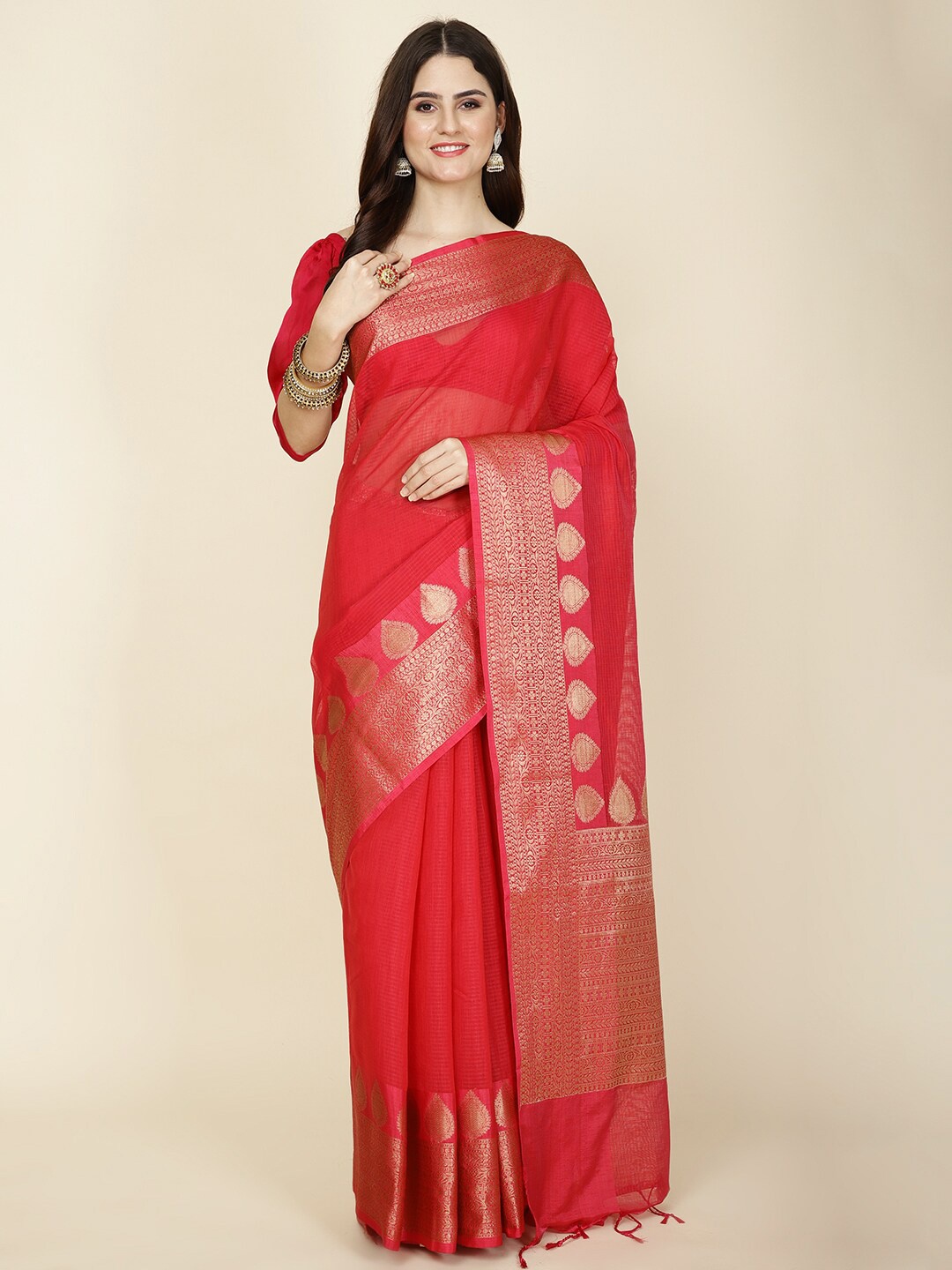 

Meena Bazaar Saree, Red