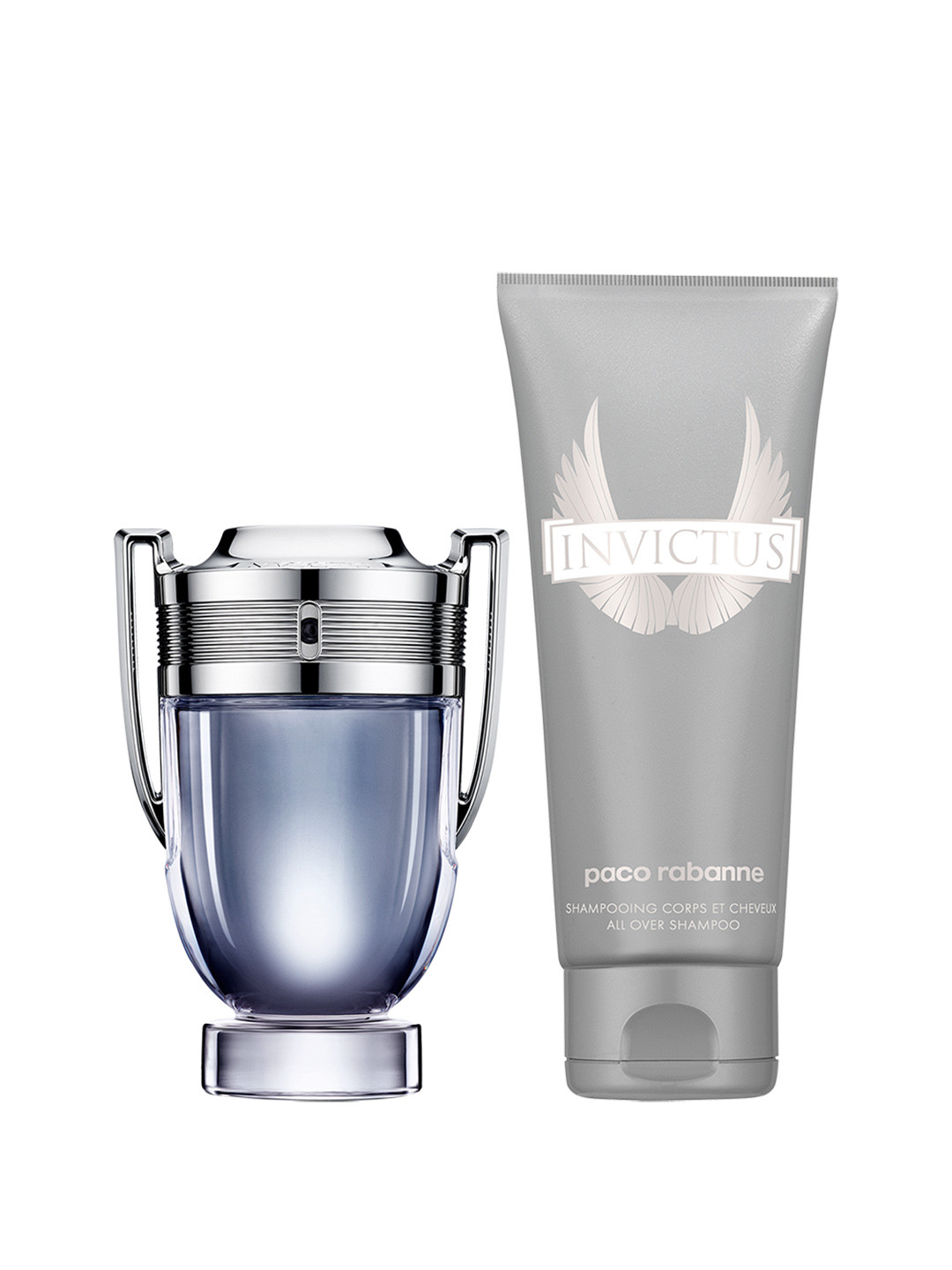 

Paco Rabanne Men Set of Invictus Eau De Toilette - 100 ml & Shower Gel - 100 ml, Silver