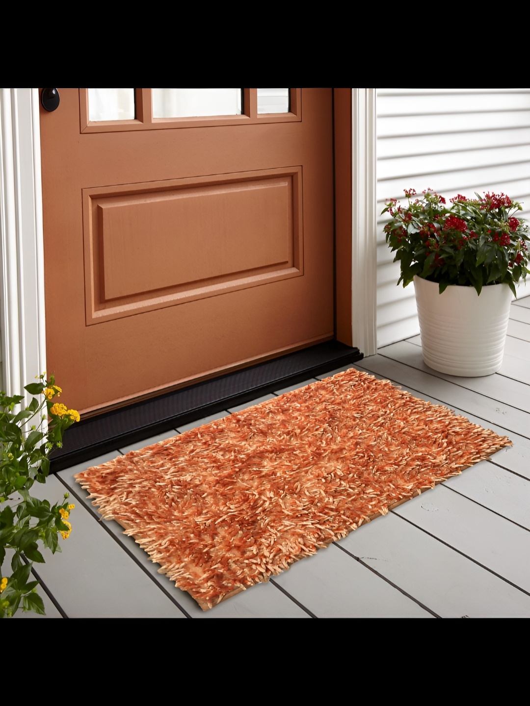 

Abhsant Beige & Orange Anti-skid Water Absorbing Doormat